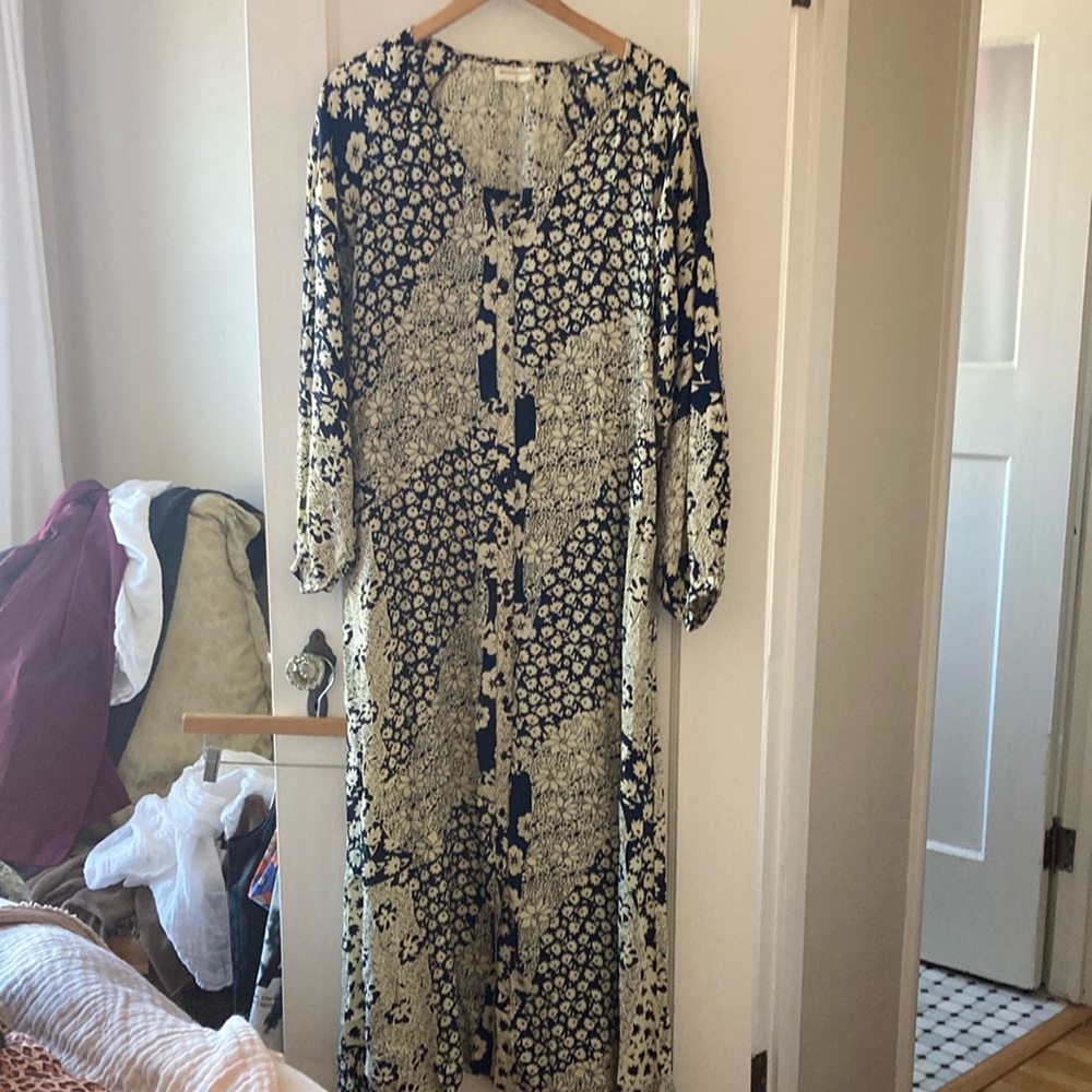 Maison Hotel Maxi Dress - Navy and Cream